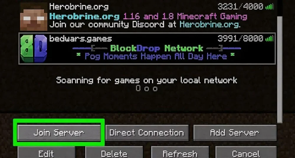 Chọn máy chủ phù hợp > Join Server