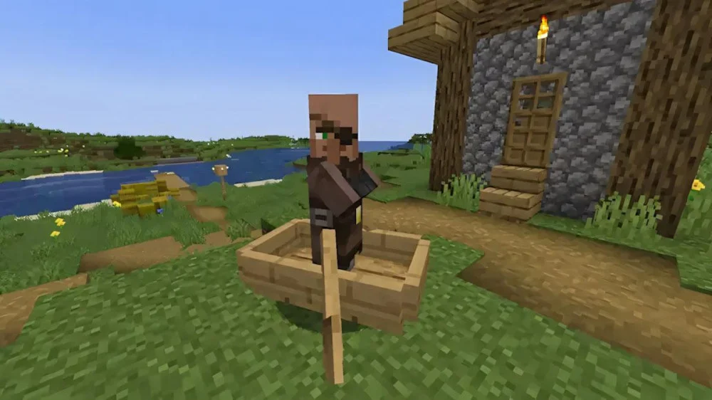 Dùng thuyền chở dân làng di chuyển an toàn Minecraft