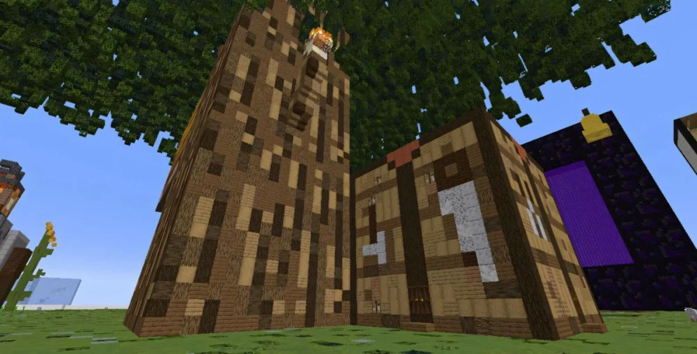 Gỗ sồi Minecraft xây nhà sinh tồn cổ điển