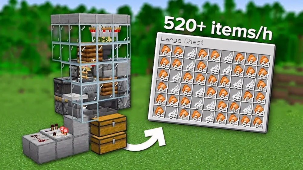 Farm gà tự động trong Minecraft
