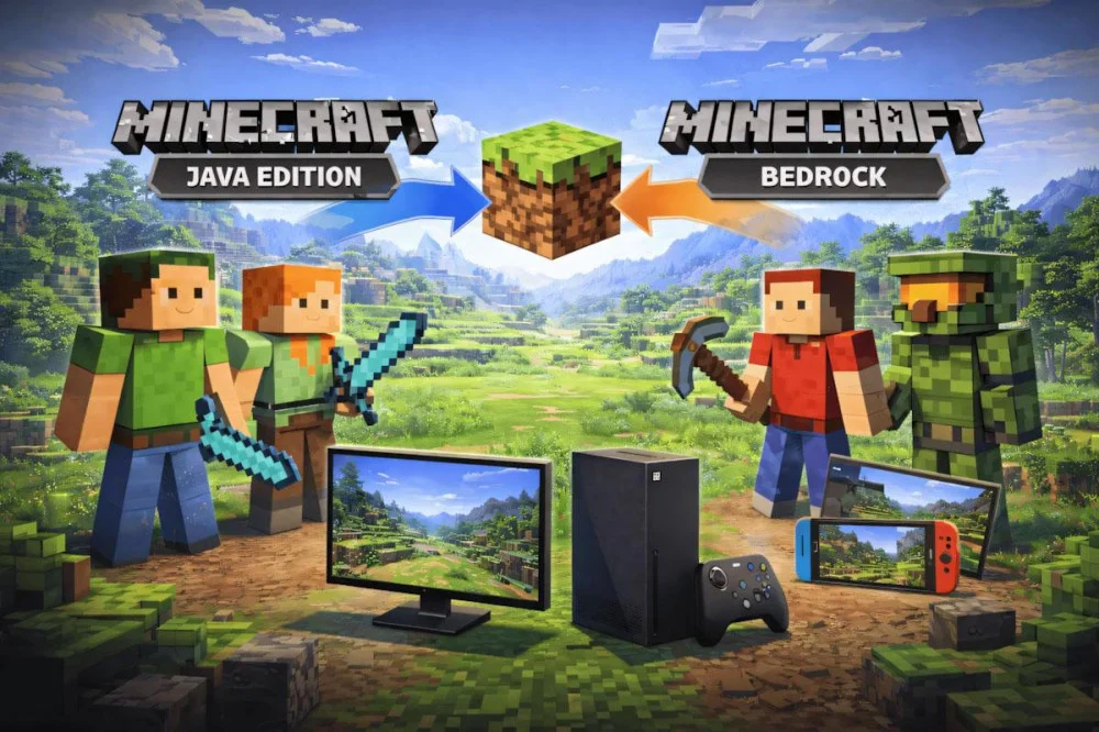 So sánh Minecraft Java và Bedrock theo thiết bị và khả năng chơi đa nền tảng