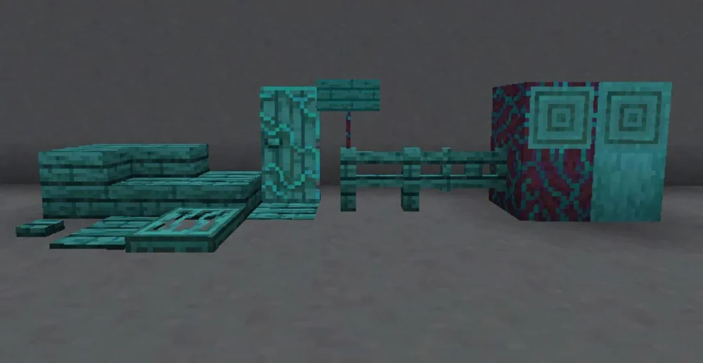 Gỗ Warped Minecraft căn cứ Nether màu xanh huyền bí