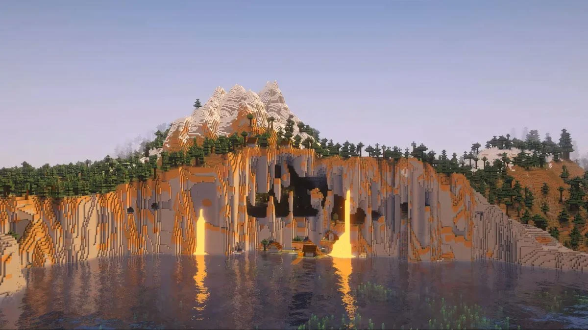Làng ven biển bám cliff đá nhìn xuống đại dương
