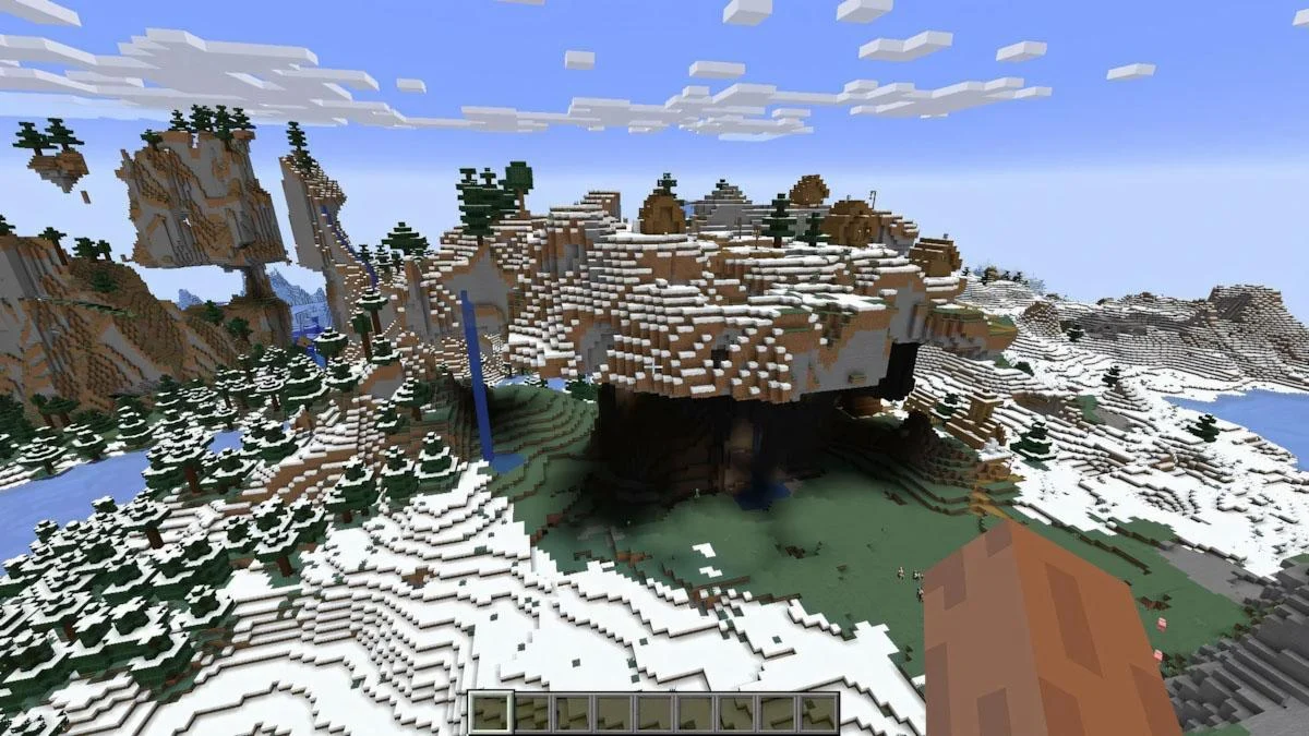 Floating snowy mountain hình nấm giữa biome tuyết