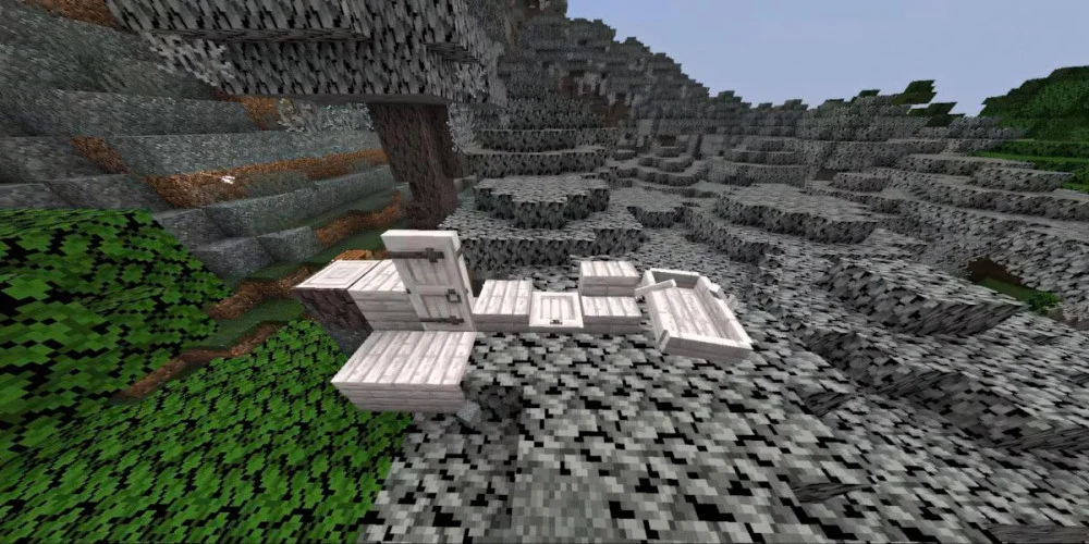 Gỗ sồi nhạt Minecraft công trình trắng hiện đại đẹp