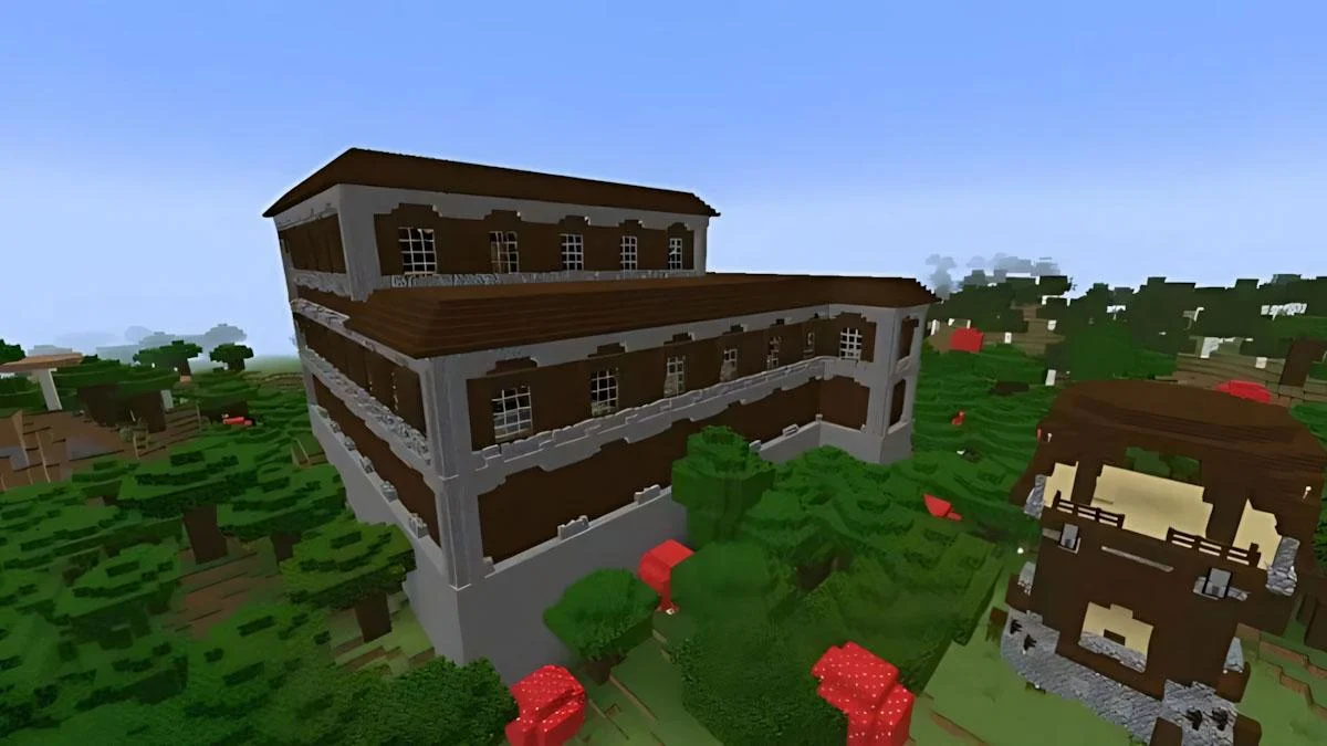 Heartwood Mansion giữa canyon, jungle và rừng Minecraft