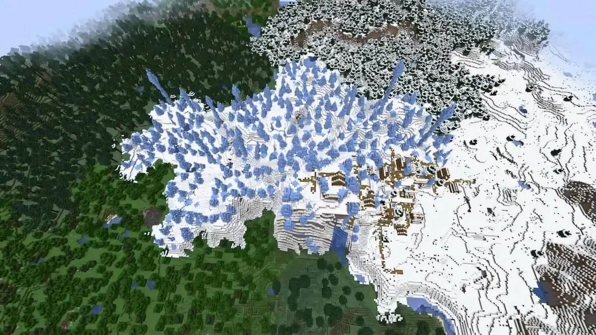 Twin Taiga village cạnh Ice Spikes và snowy biome