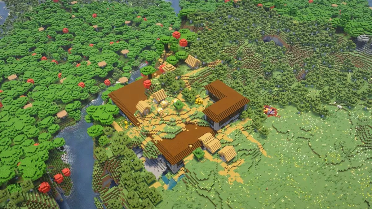 Village chồng lên Woodland Mansion giữa Dark Forest