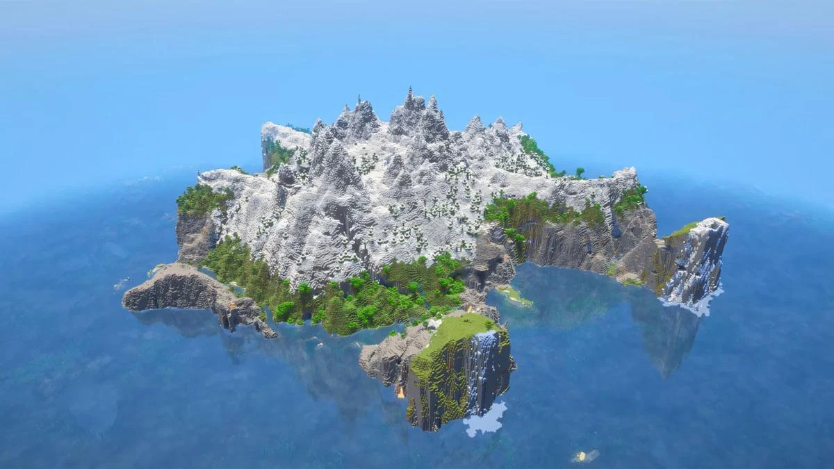 Mountain island với cliff dựng đứng giữa biển