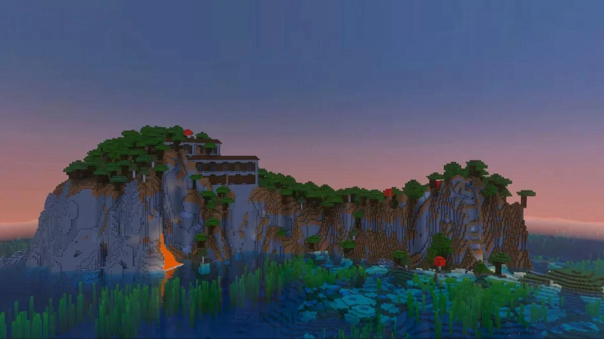 Dark Forest island chứa Woodland Mansion giữa đại dương