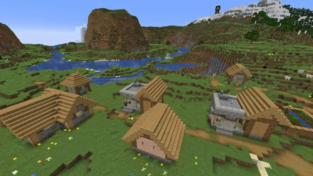 Village hai Blacksmith cạnh Pillager Outpost và Allay