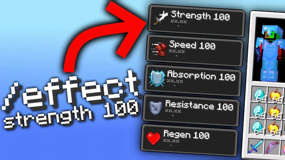 Hiệu ứng Strength tăng sát thương cực mạnh