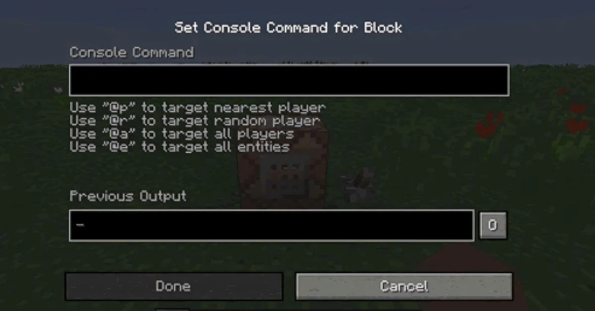 Mở khối Command Block