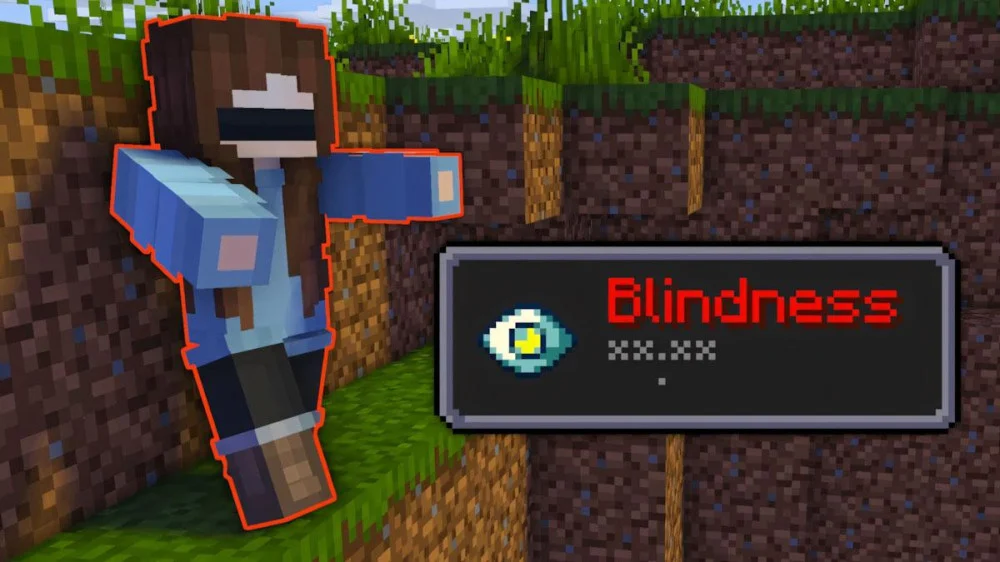 Hiệu ứng Blindness Minecraft phủ màn sương đen