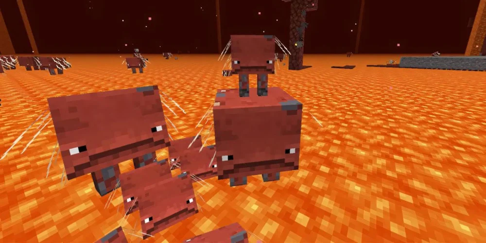 Strider mob Nether dung nham cưỡi yên di chuyển an toàn