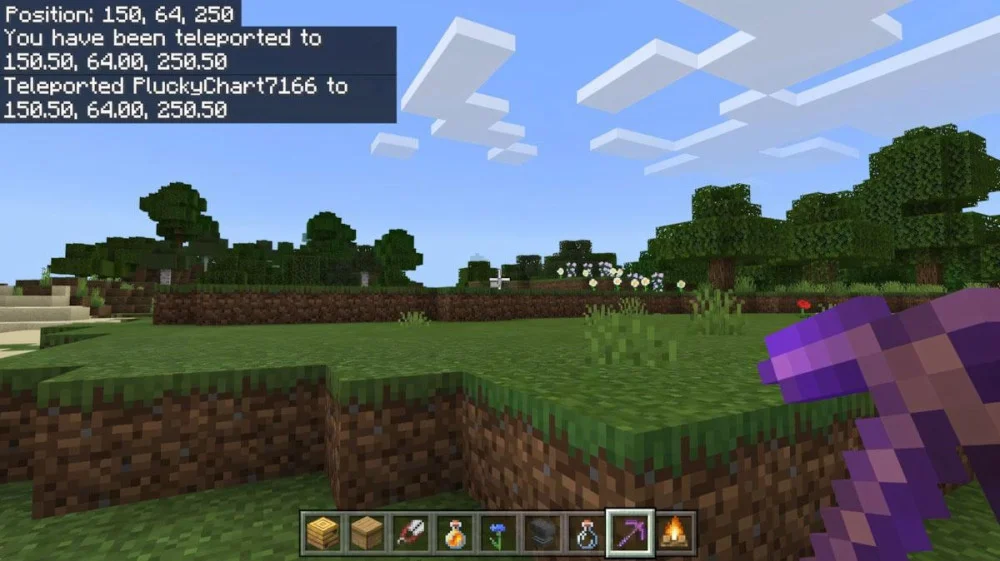 Cách dùng lệnh tp Minecraft tập hợp đồng đội