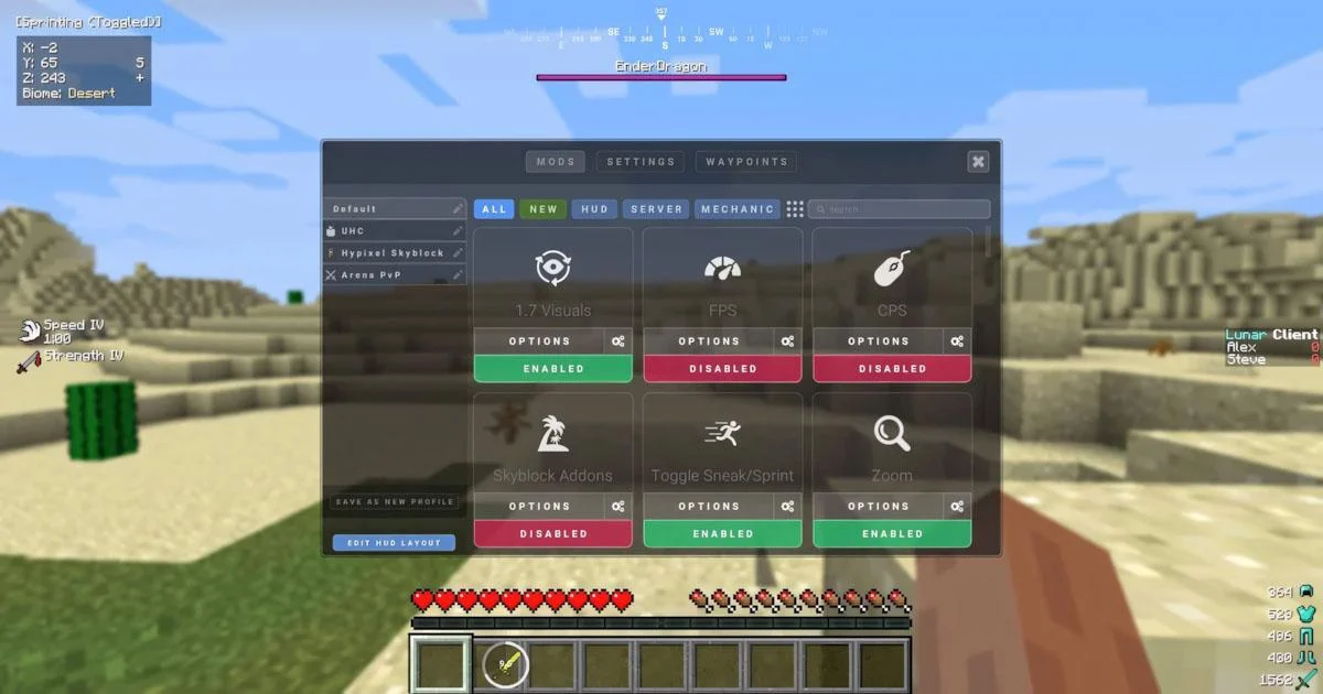 Tối ưu hóa Minecraft PC với Lunar Client và Badlion Client
