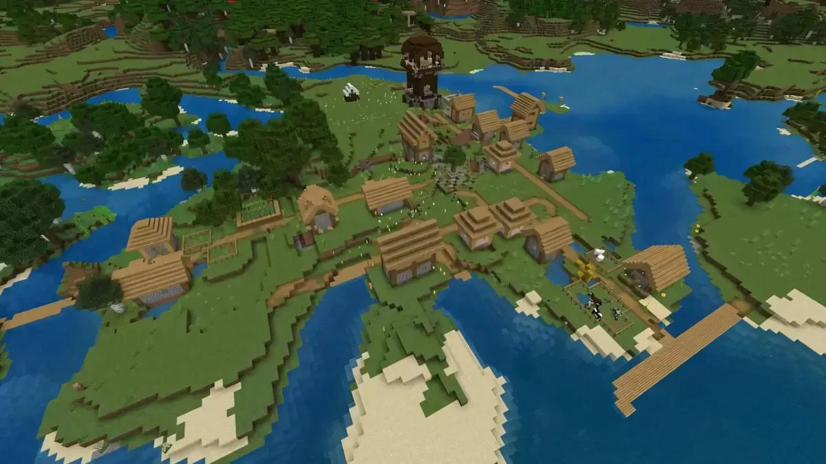 Sunflower Plains village cạnh Pillager Outpost và Blacksmith