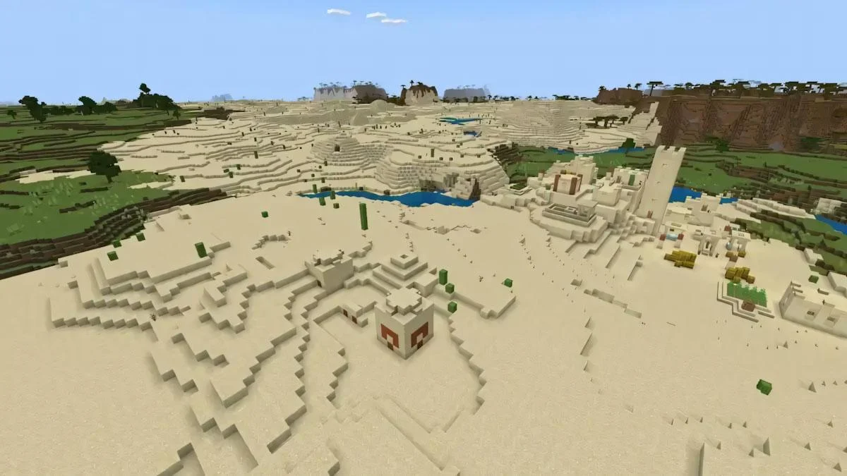 Desert Temple giữa nhiều Desert Village và cồn cát