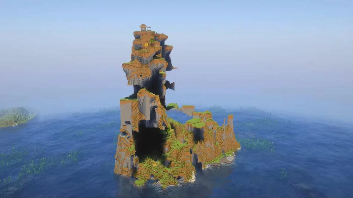 Làng nhiều tầng giữa biển, hợp xây base Minecraft