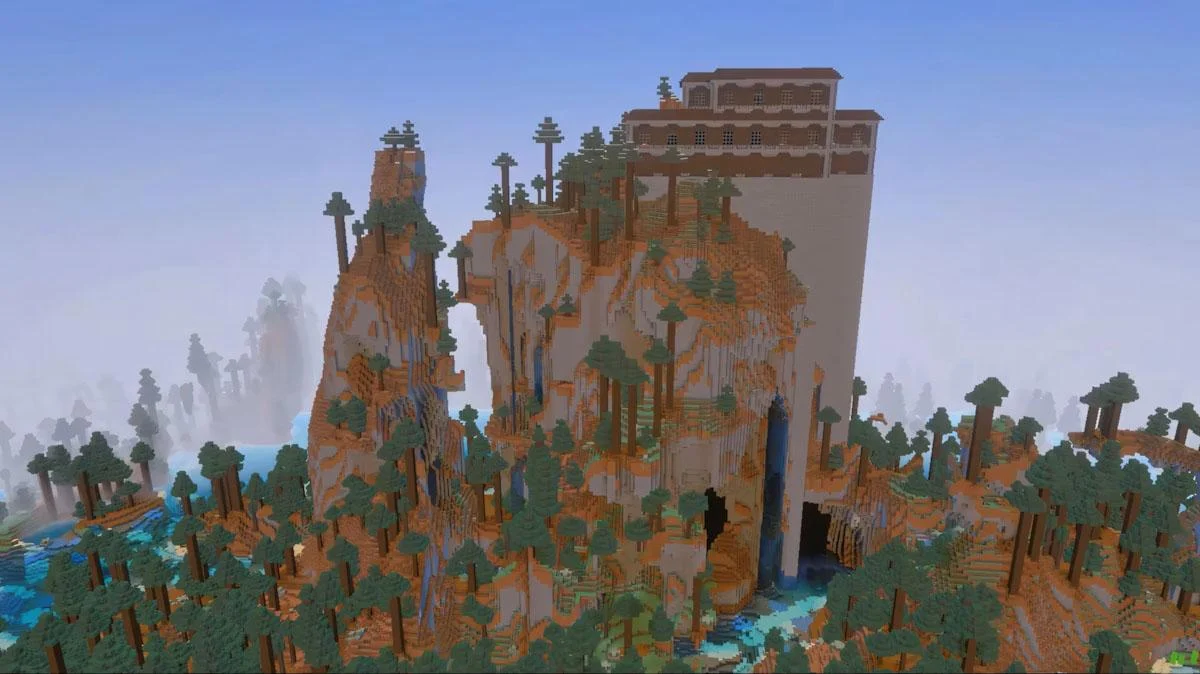 Woodland Mansion phủ tuyết giữa Windswept Forest và Taiga