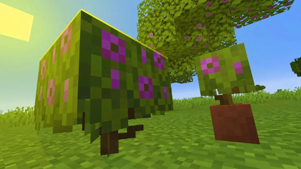 Cây đỗ quyên Minecraft dẫn lối xuống lush cave
