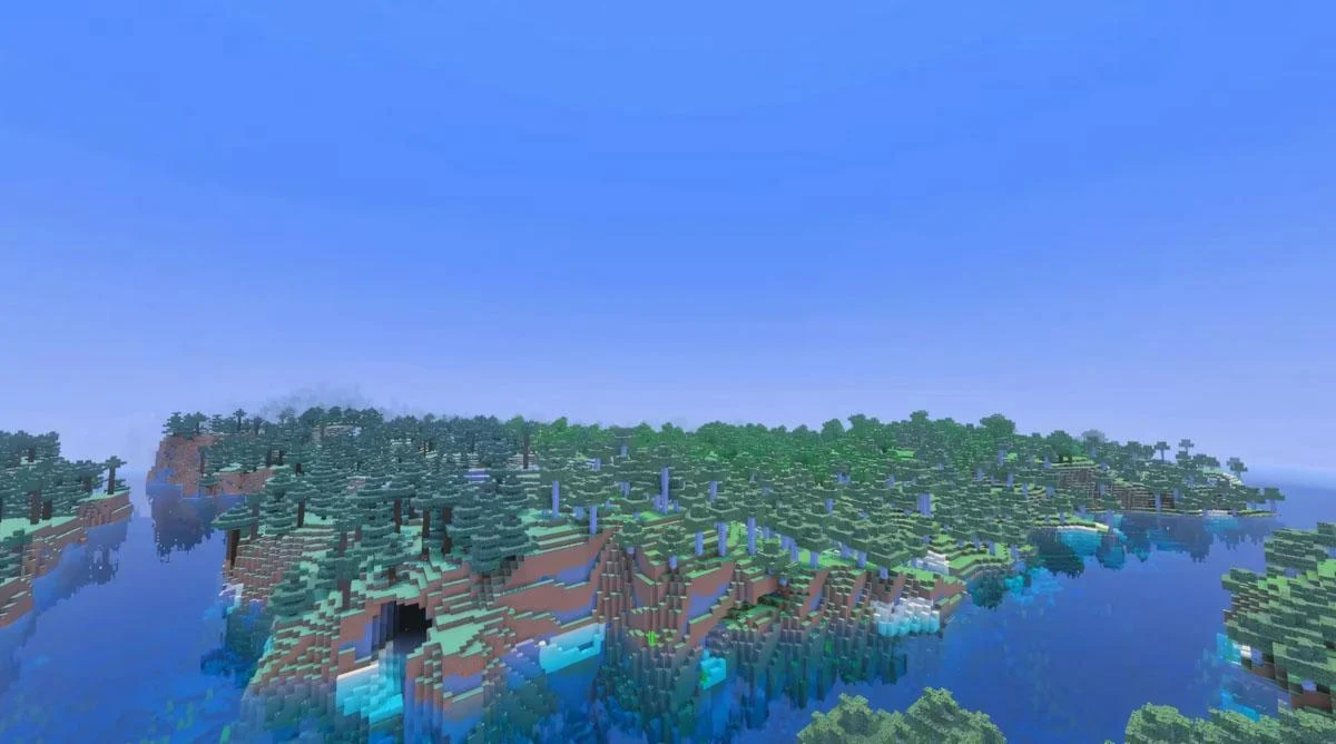 Ba công trình Minecraft lớn nằm sát biển và rừng