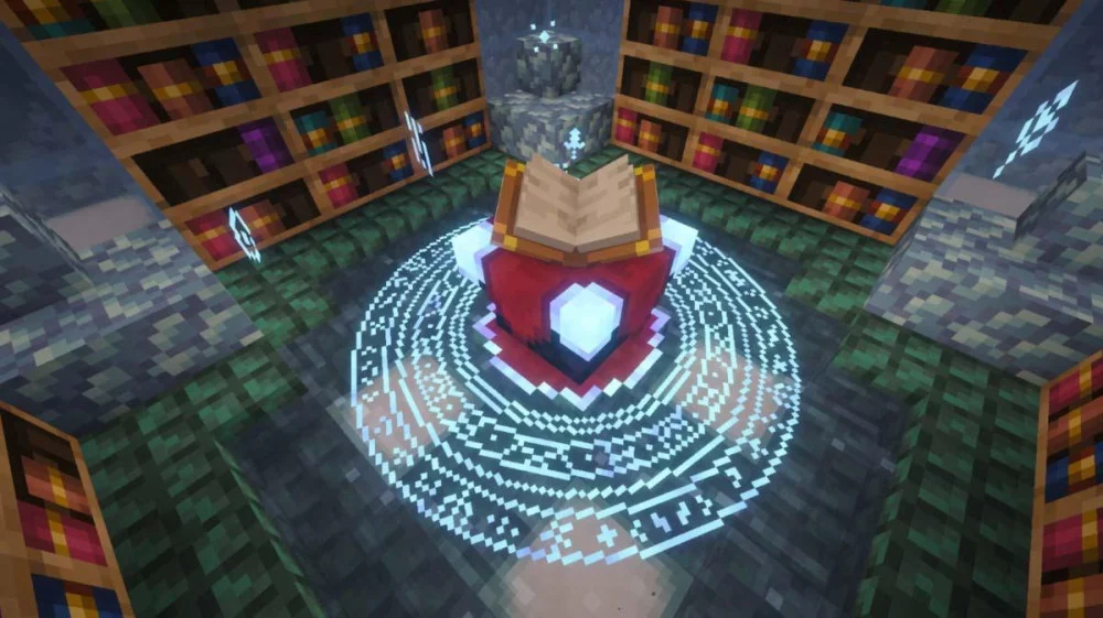 Enchantment Table phát sáng cấp độ 7 tương đồng Java Edition