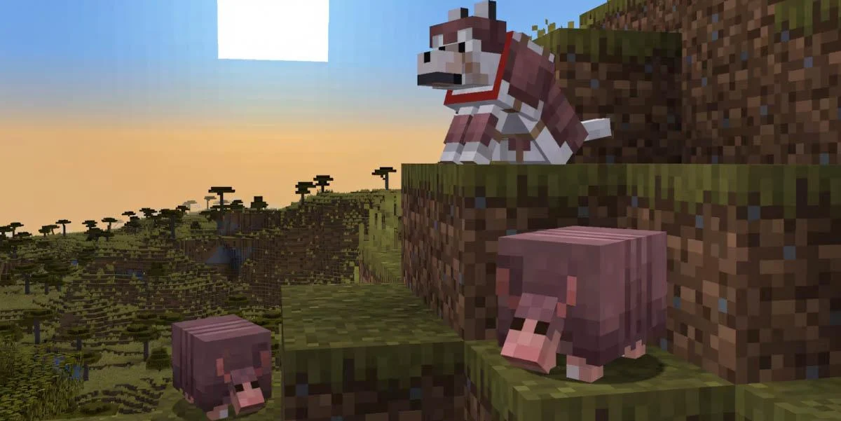 Armadillo cuộn tròn, rơi vảy chế tạo giáp bảo vệ sói trong Minecraft