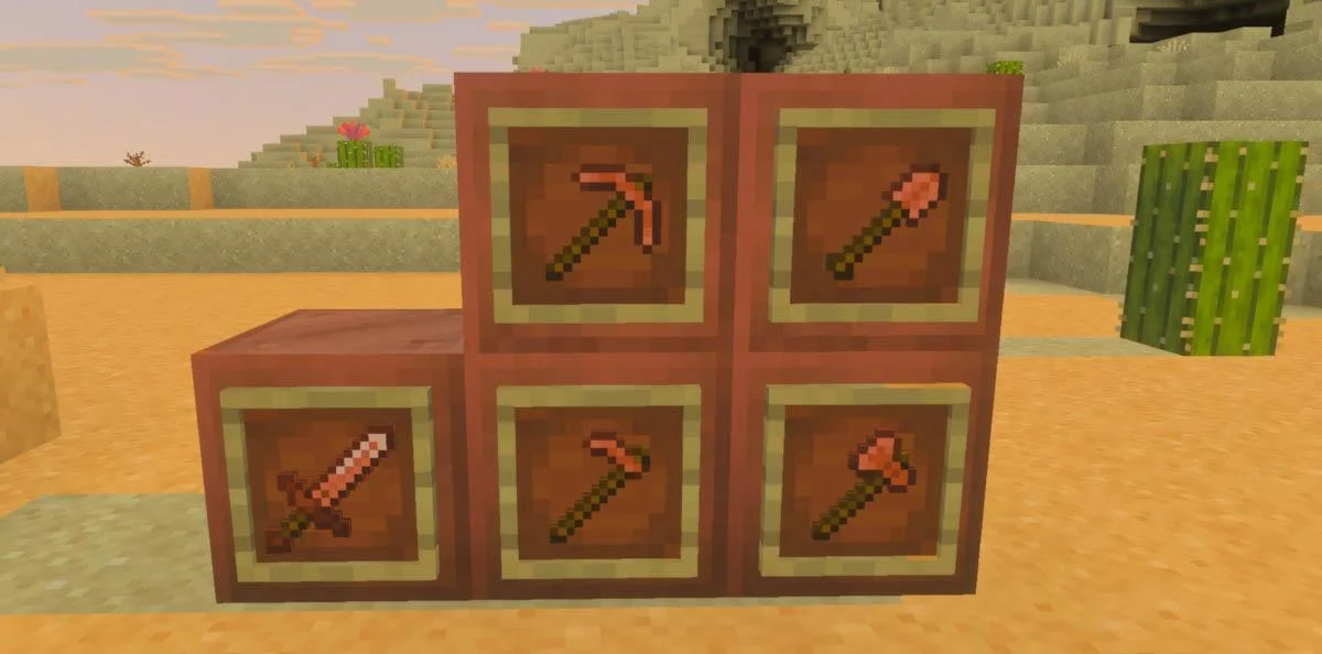 Giáp đồng và công cụ đồng tăng sức mạnh sinh tồn Minecraft