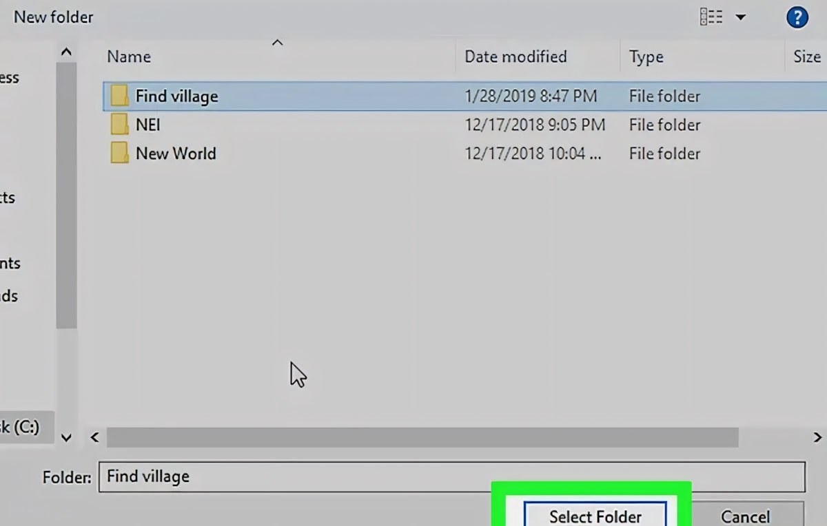 Nhấn chọn vào Select Folder