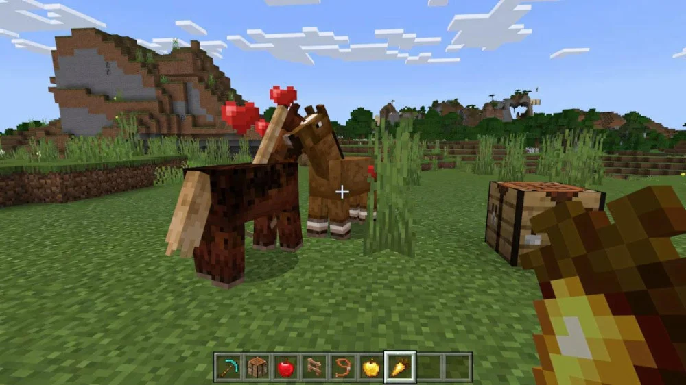 Minecraft táo vàng và cà rốt vàng dùng kích hoạt sinh sản ngựa