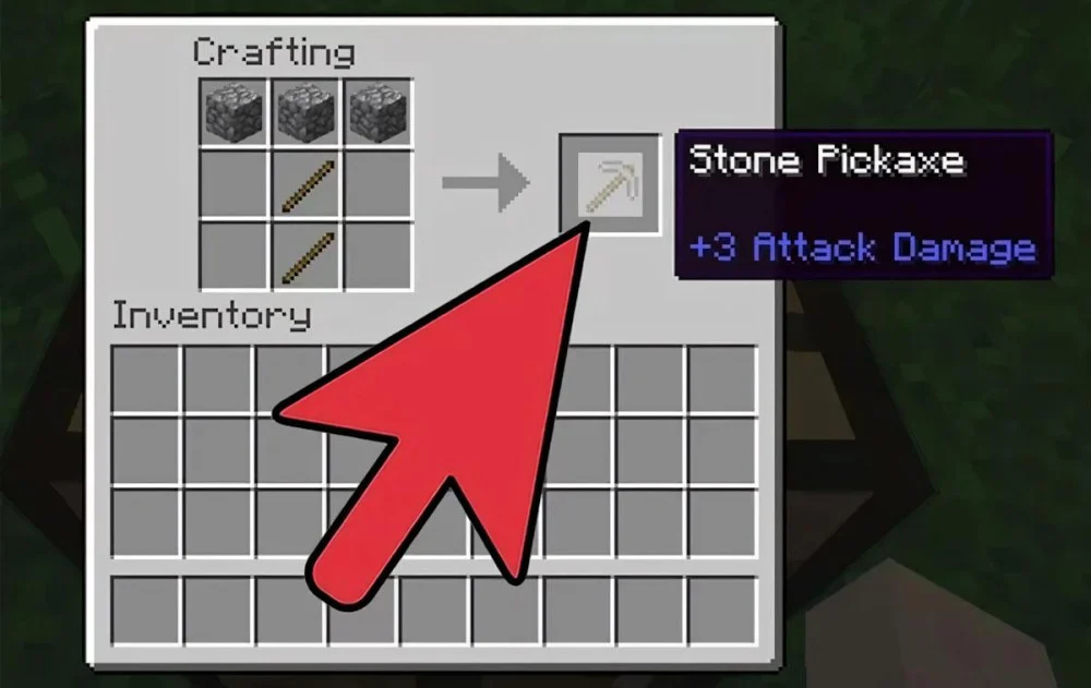 Nâng cấp lên cuốc đá trong Minecraft để khai thác