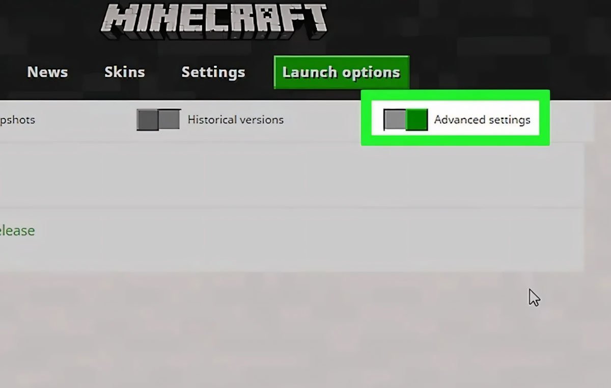Bật chế độ Advanced Settings