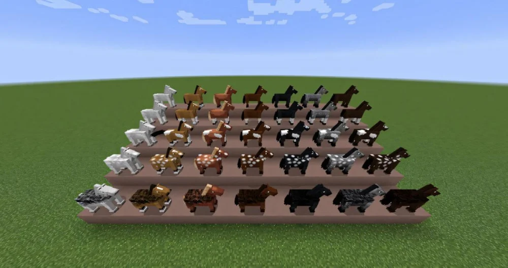 Minecraft ngựa có nhiều biến thể tốc độ cao thuần hóa cưỡi