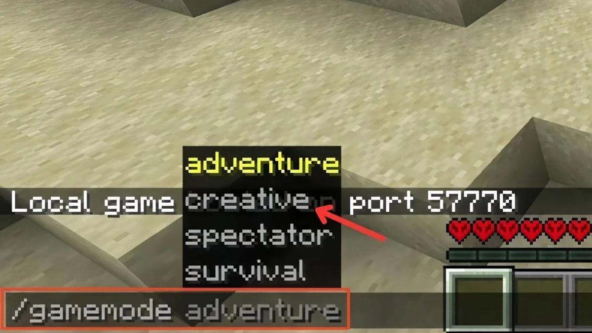 Nhập đúng câu lệnh /gamemode creative