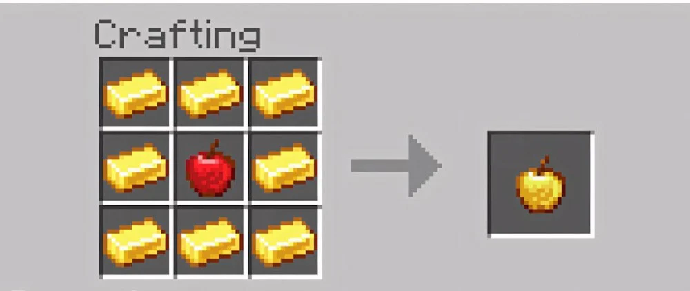 Minecraft táo vàng chế tạo táo vàng 8 thỏi vàng