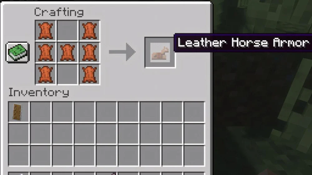Minecraft giáp ngựa dùng da bò thu thập từ bò