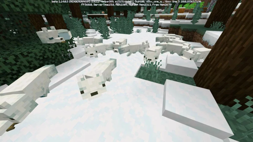 Cáo tuyết Minecraft xuất hiện Taiga Grove