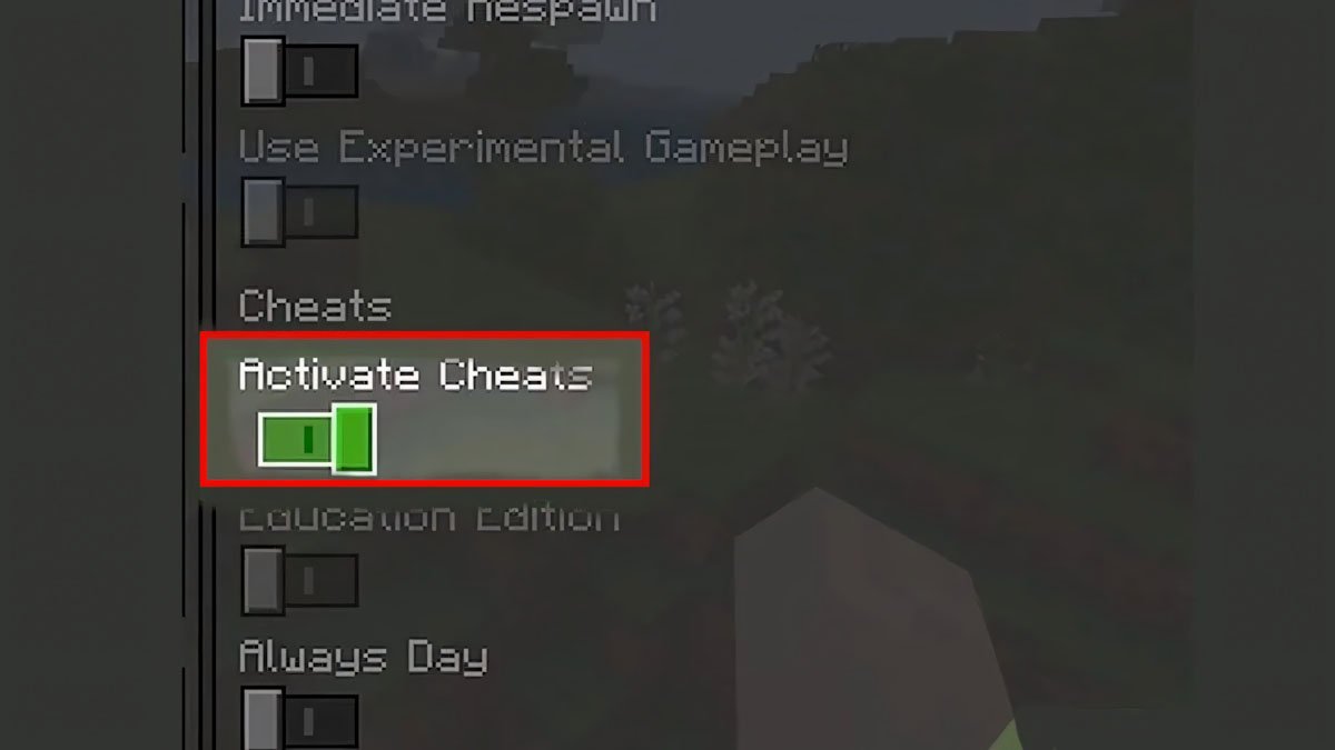 Chọn Activate Cheats
