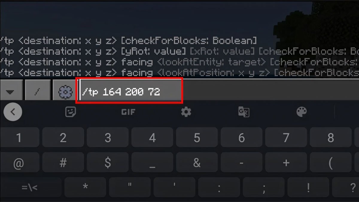 Nhập /tp @p toạ độ X, Y, Z