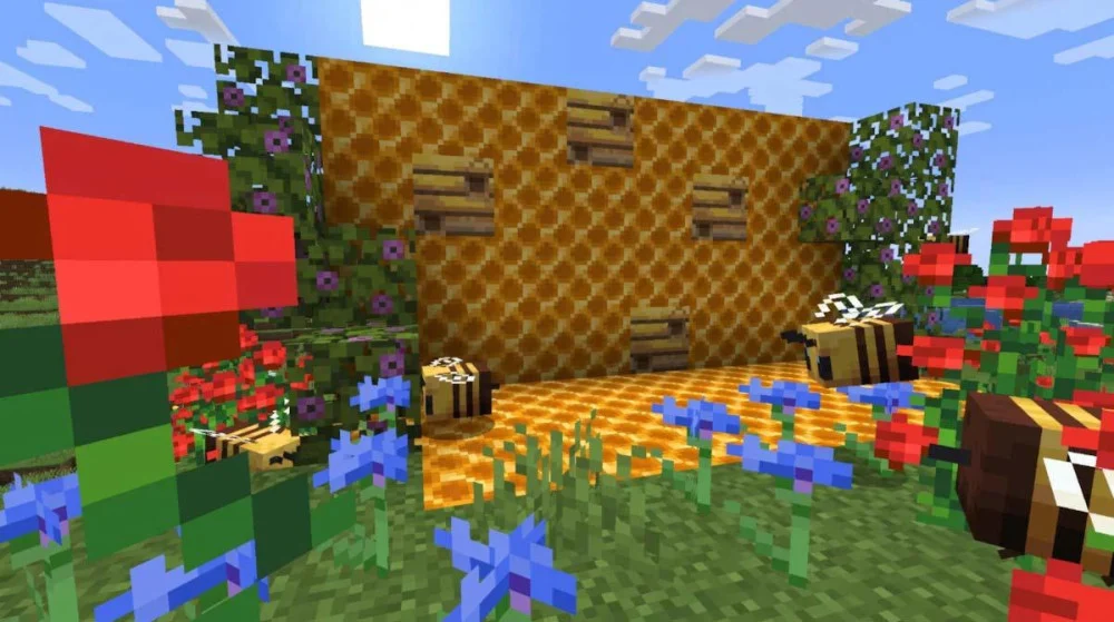 Honey Block dính giảm tốc độ và bước nhảy, không dính Slime Block và trượt từ trên cao