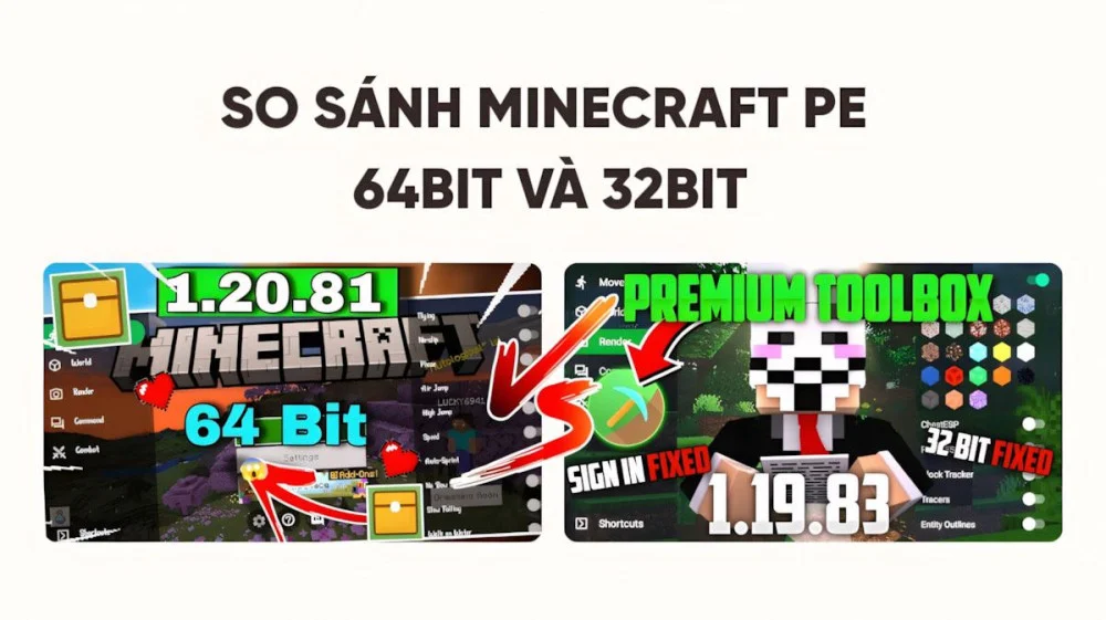 Đánh giá về Minecraft 64 bit pe và 32 bit