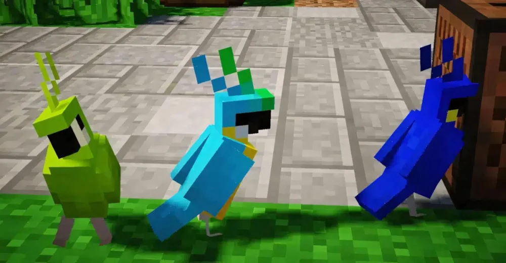 Minecraft vẹt rừng rậm thuần hóa bắt chước tiếng mob