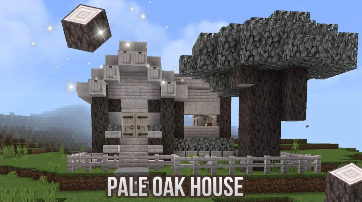 Pale Oak Minecraft với bộ gỗ trang trí và rừng nhợt nhạt