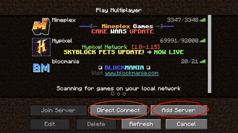 Nhập Server Name > Server Address > Port