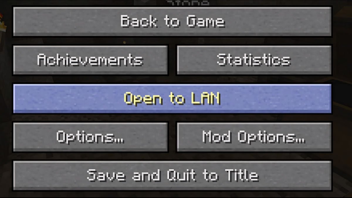 Chọn ESC > Open to LAN
