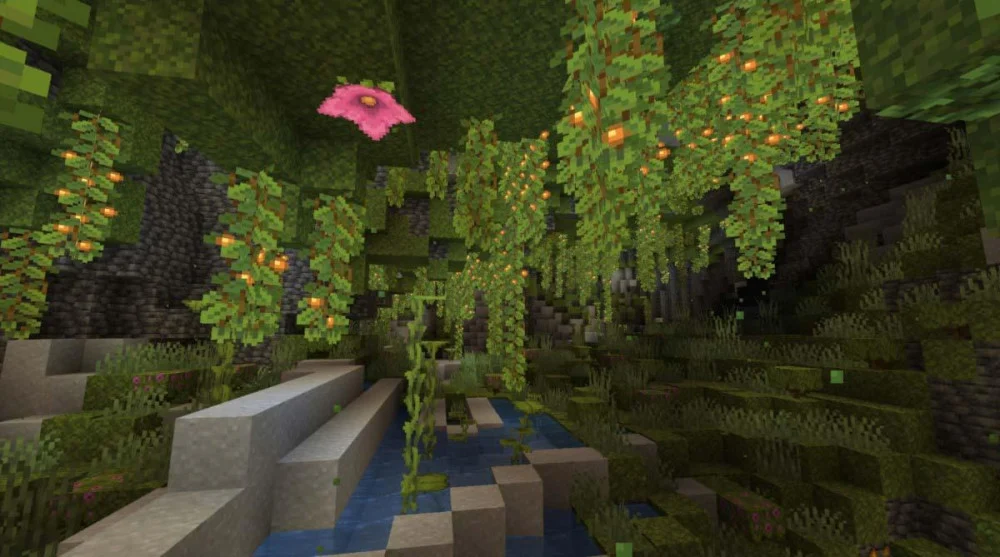 Crimson Forest đỏ, Warped Forest xanh an toàn, Soul Sand Valley và Basalt Deltas núi lửa