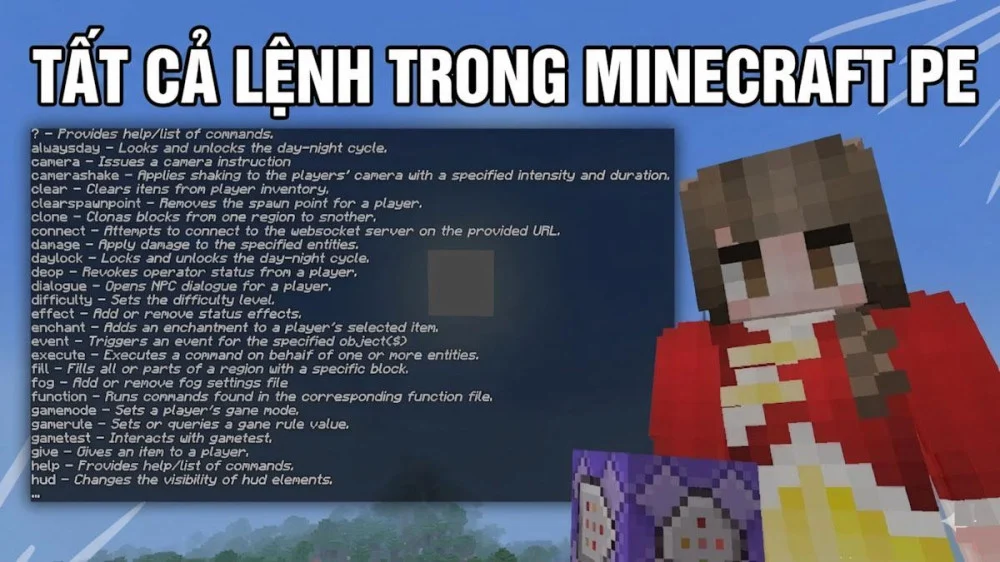 Tất Cả Các Lệnh Trong Minecraft PE | Update Command Khủng Nhất