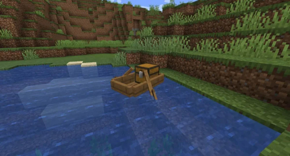 Boat with Chest vận tài nguyên lớn và Piglin cuồng nộ khi mở